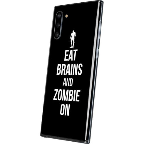 Eat Brains and Zombie On Black Galaxy Note 10 Skin